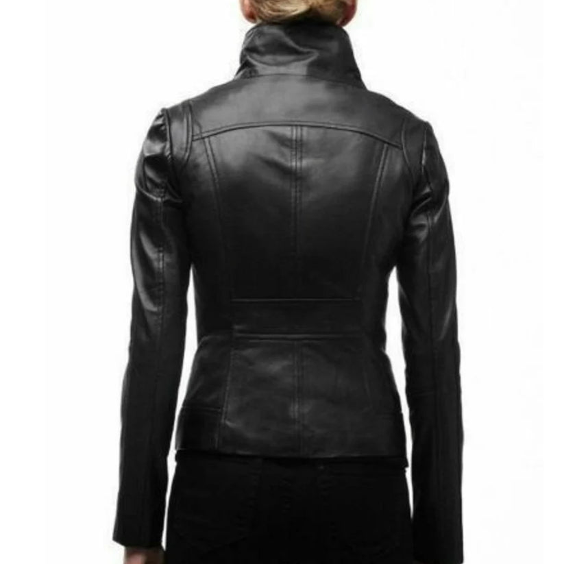 Women Black Leather Jacket Biker
