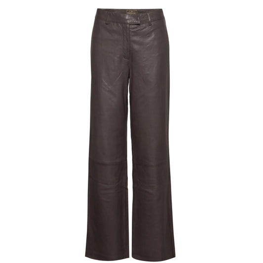 Women Brown Pants Leather Trousers