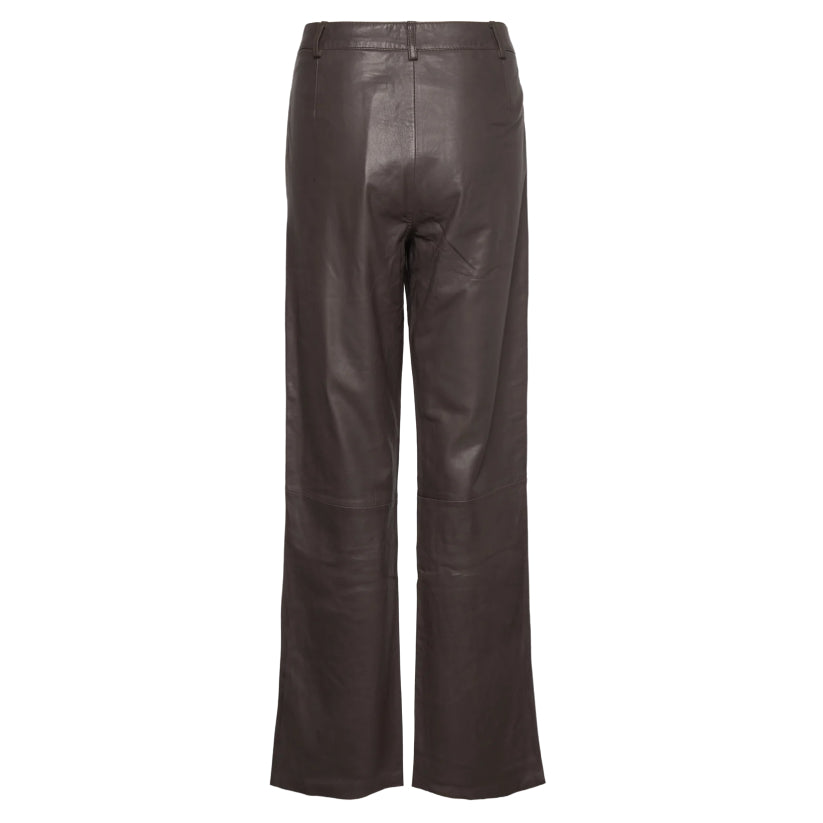 Women Brown Pants Leather Trousers