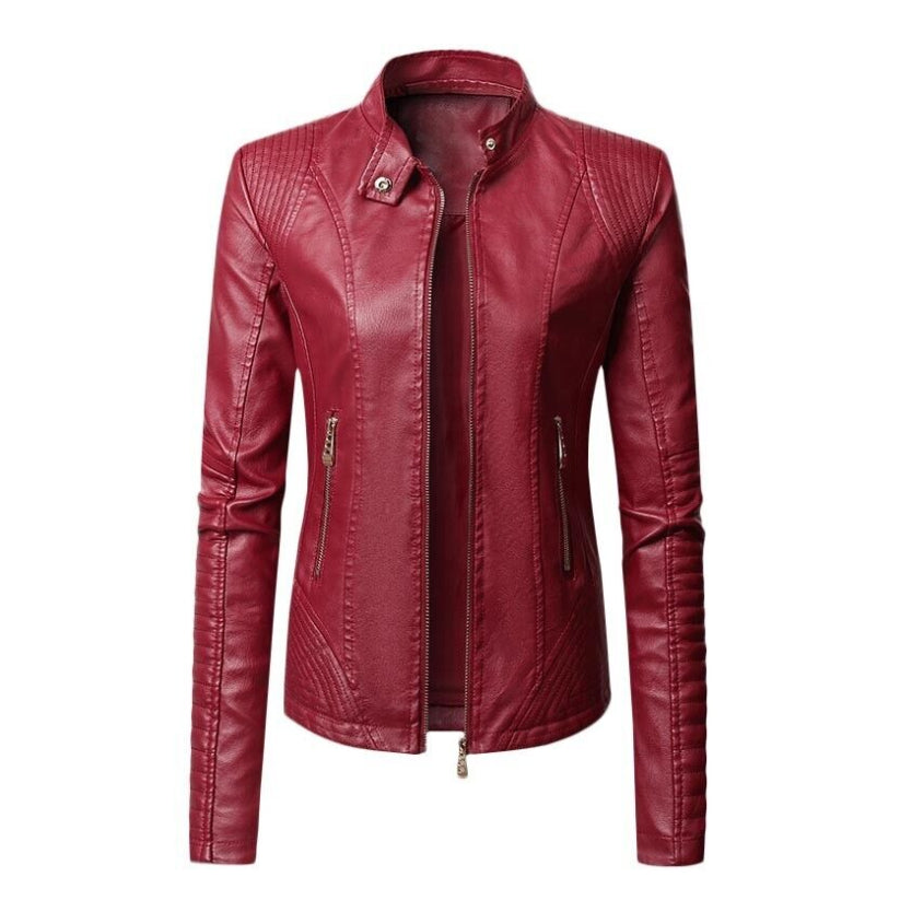 Women Faux Leather Motorcycle Biker Jacket