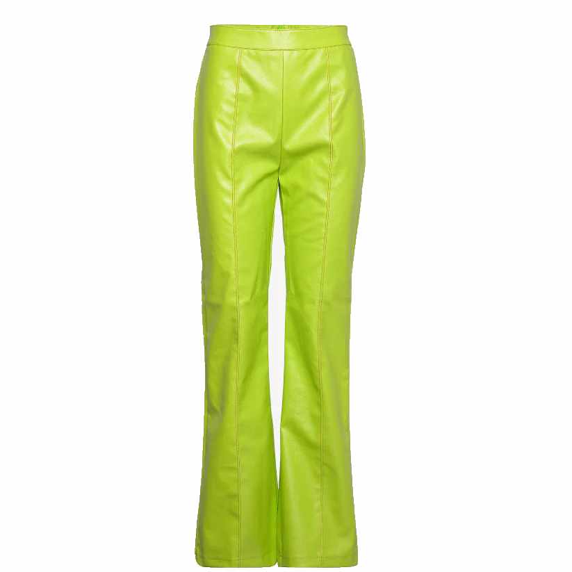 Women Green Pants Leather Trousers