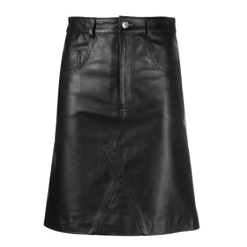 Women High-Waist Leather Skirt