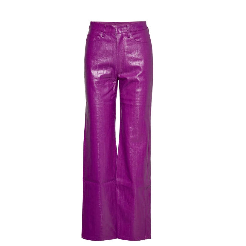 Women Pink Pants Straightleg Leather Trousers