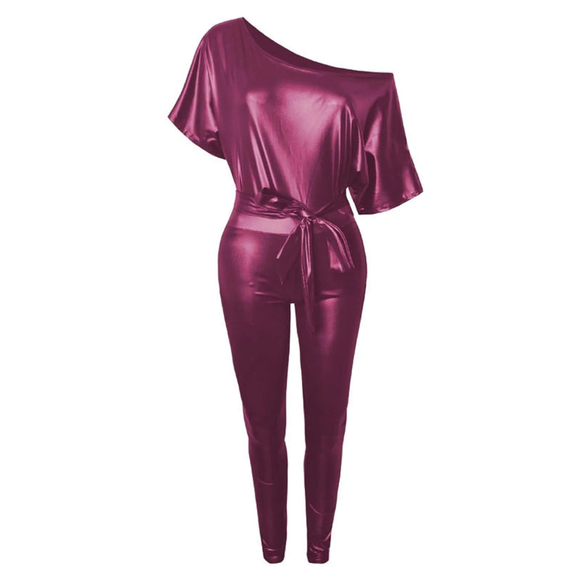 Women Sexy Faux Leather Jumpsuits