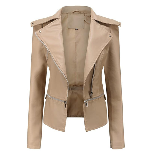 Women Slim Fitting Leather Biker Jacket