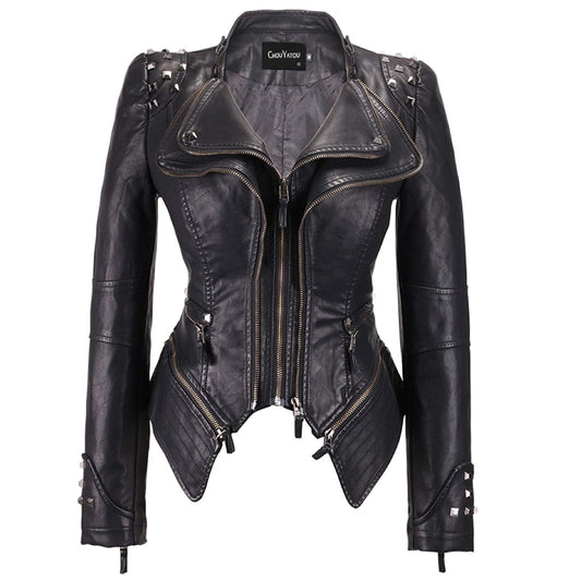 Women’s Biker Studded Leather Jacket