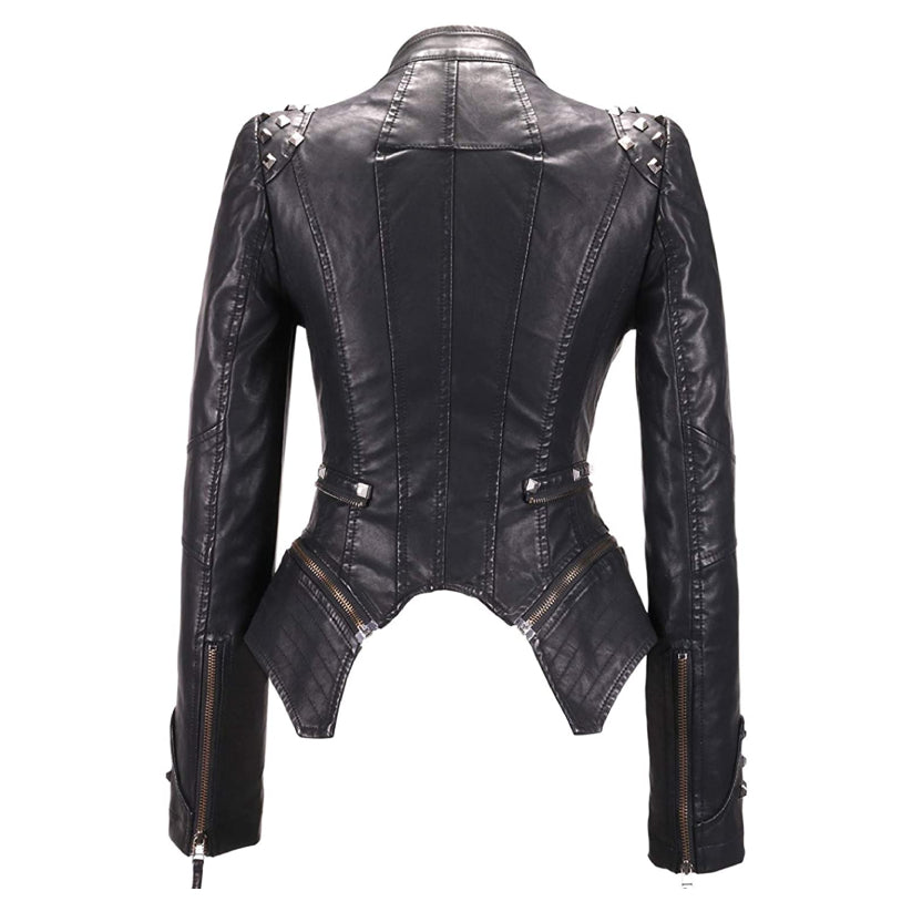 Women’s Biker Studded Leather Jacket
