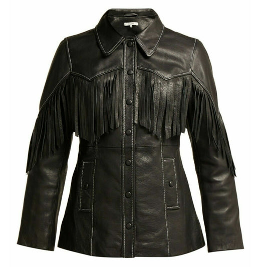 Women's Black Leather Shirt