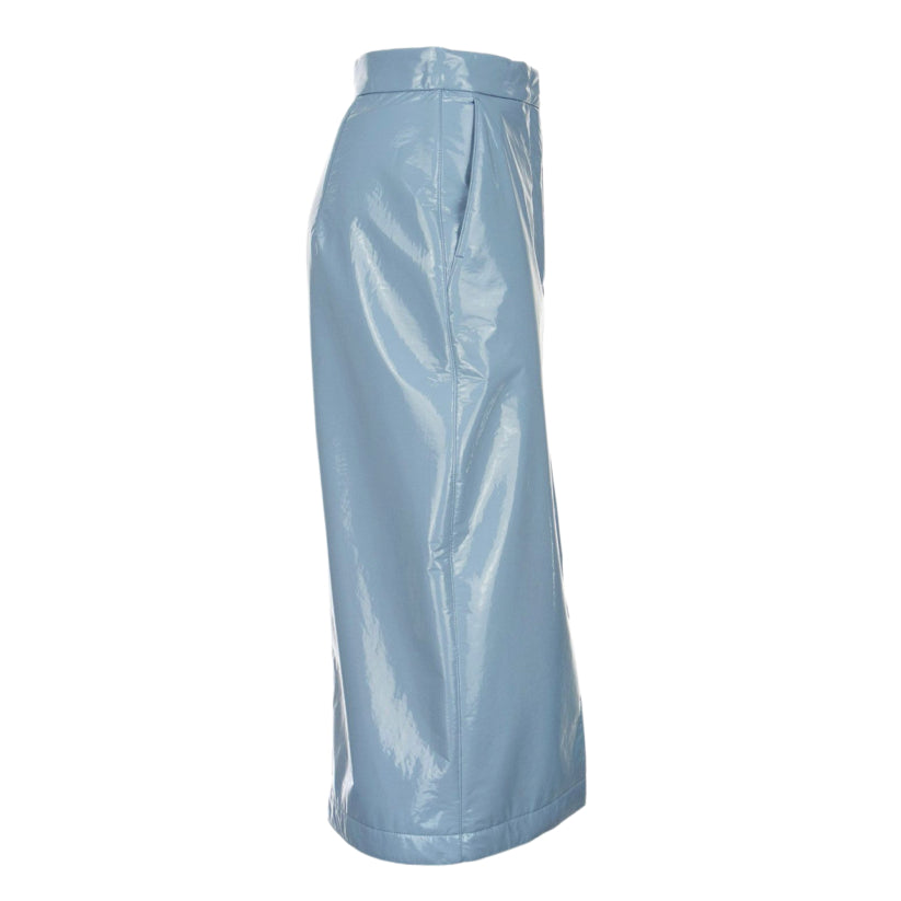 Women's Blue Natalia Patent Leather Pencil Skirt
