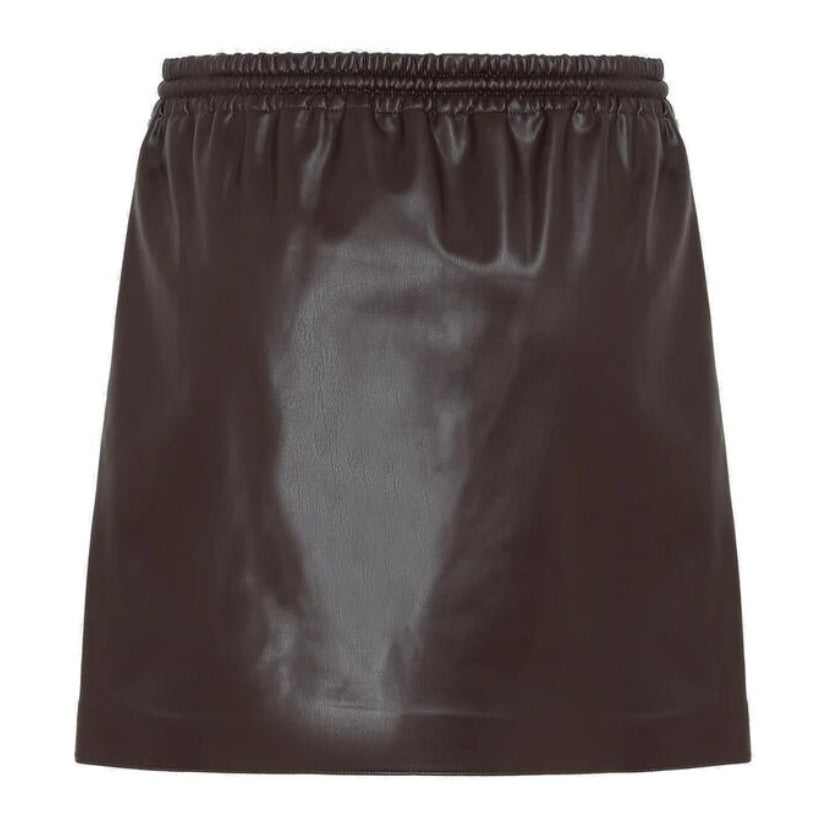 Women's Brown Essex Faux Leather High Waist Pull On Mini Skirt