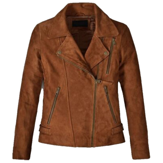 Women's Celebrity Suede Lambskin Leather Jacket