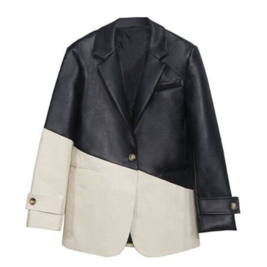 Women's Fashion Lambskin Leather Blazer Coat