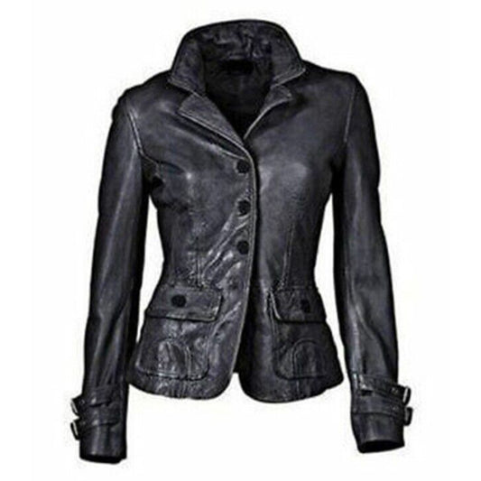 Women's Genuine Biker Lambskin Leather Jacket