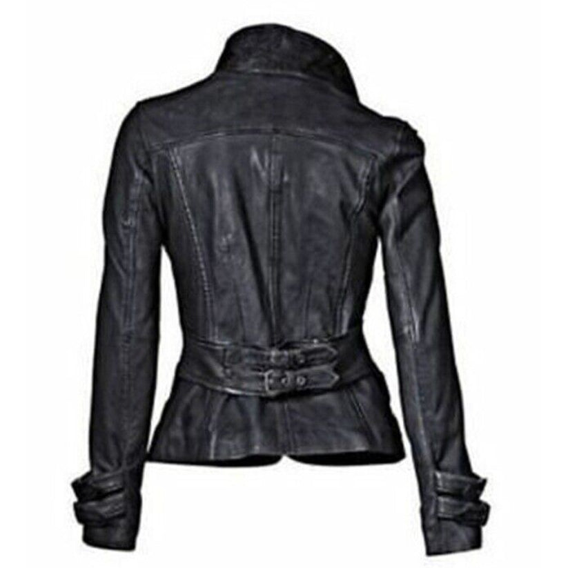Women's Genuine Biker Lambskin Leather Jacket