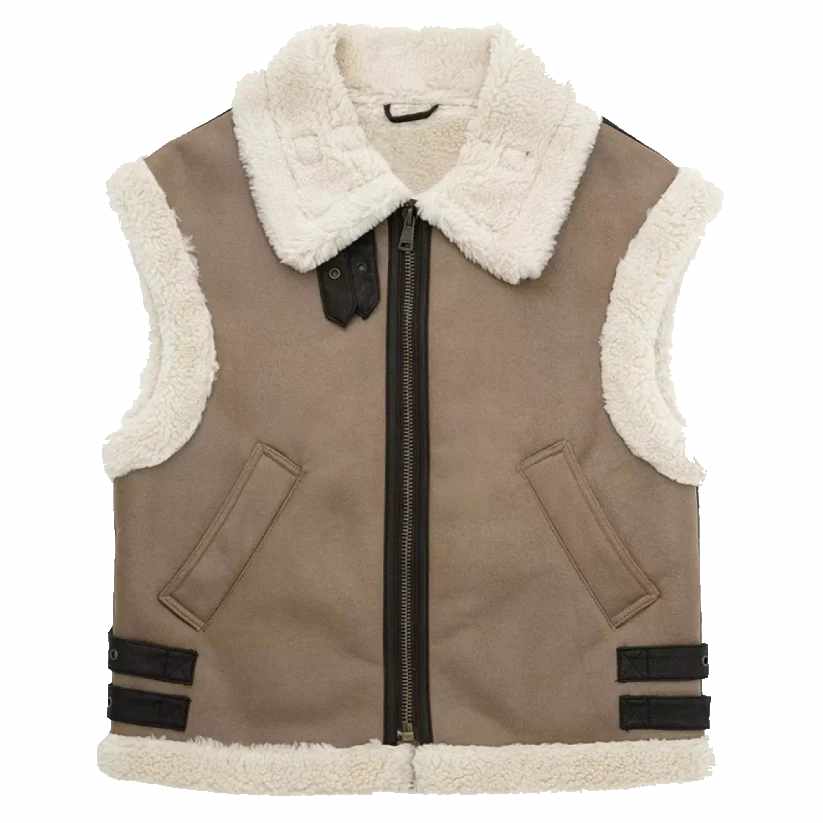 Women's Loose Shearling Front Zipper Vest