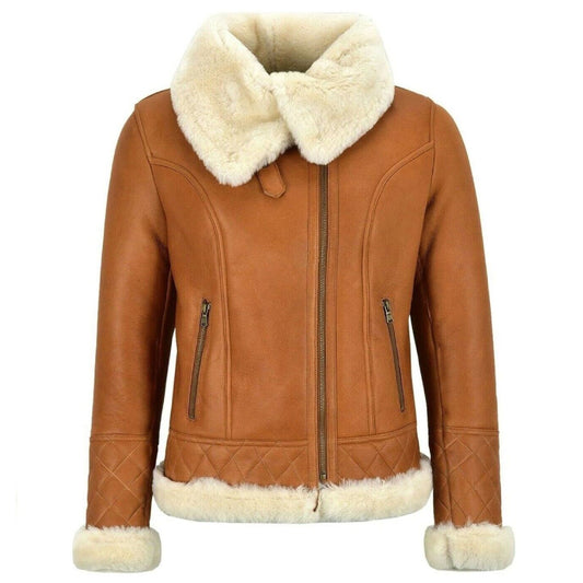 Women's Real Fur Brown Leather Shearling Jacket