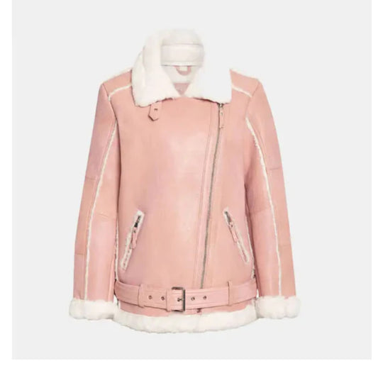 Women’s Rose Blossom Shearling Leather Jackect
