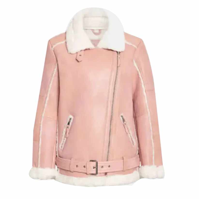 Women’s Rose Blossom Shearling Leather Jackect