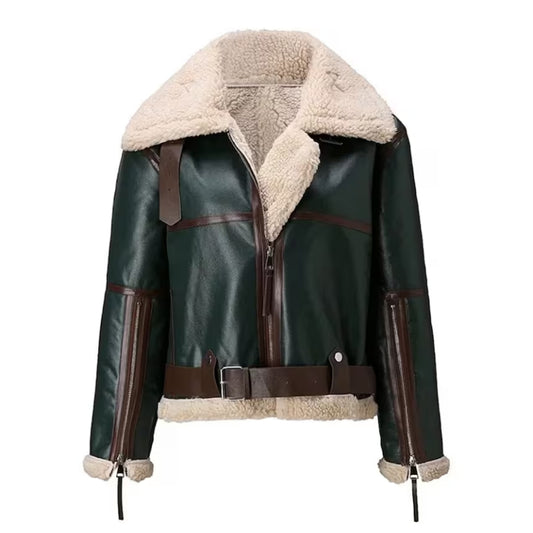 Women's Shearling Fur Leather Jacket