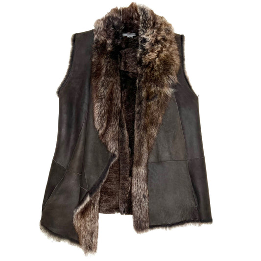 Women’s Shearling Lamb Fur Vest Brown