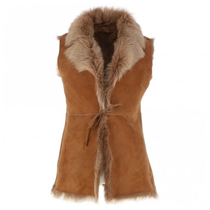 Women's Suede Leather Fitted Gilet Vest