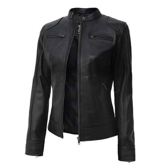 Womens Black Real Leather Jacket