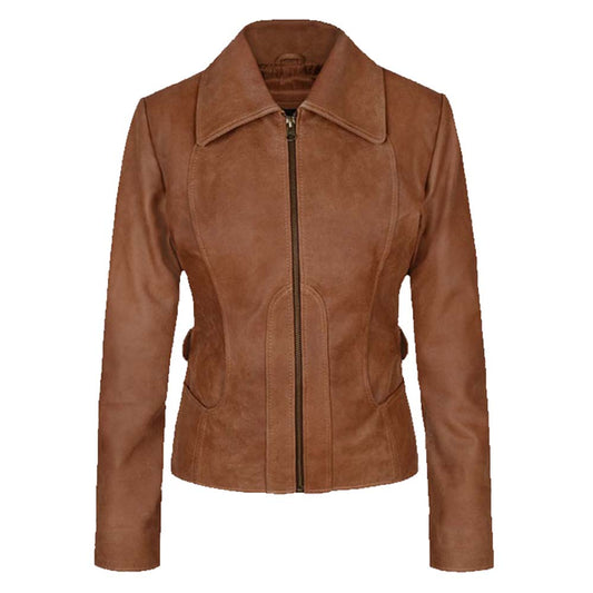 Womens Brown Celebrity Leather Jacket