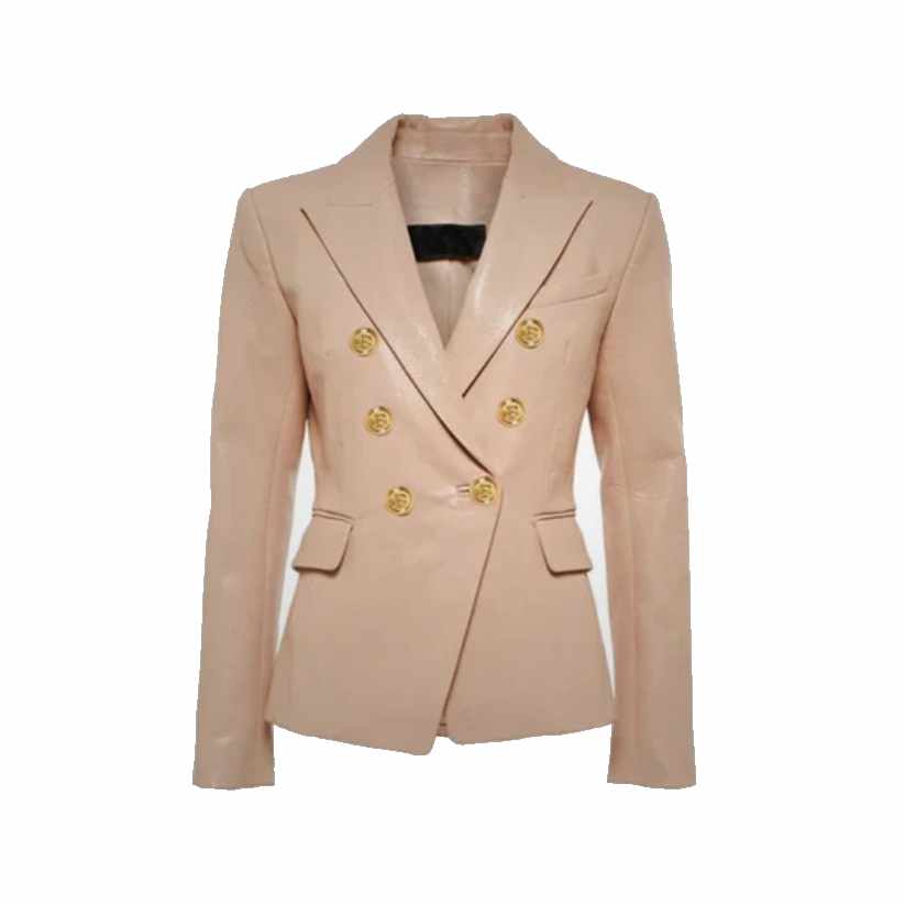 Womens Brown Nappa Leather Blazer