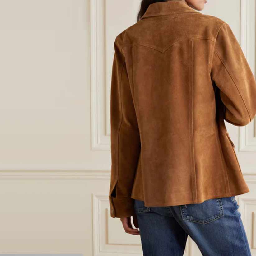 Womens Brown Soft Suede Leather Shirt