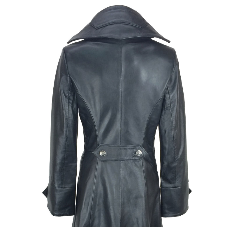 Womens Full Length Real Leather Trench Coat