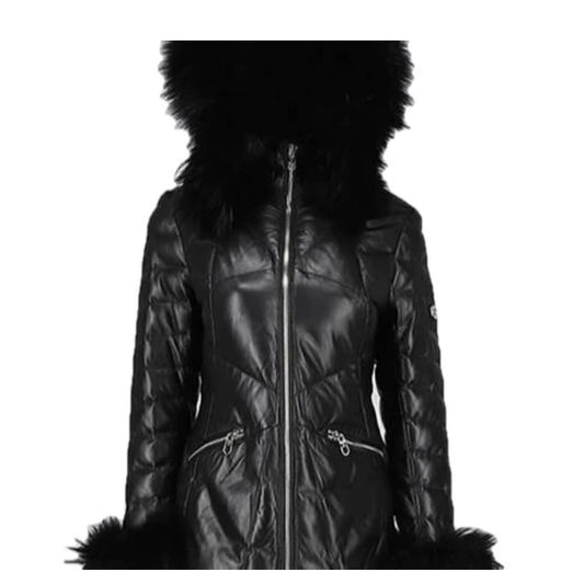 Womens Fur Hooded Leather Jacket