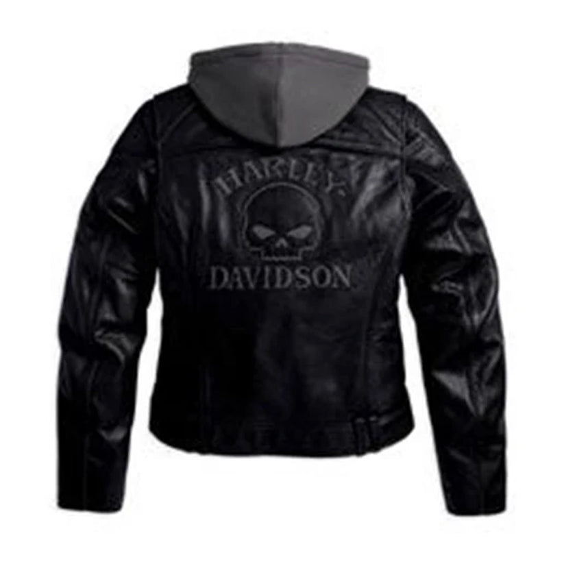 Womens HD Hooded Leather Jacket