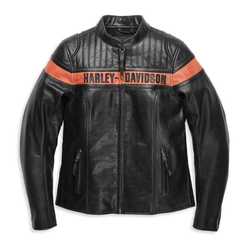 Womens HD Victory Sweep Leather Jacket