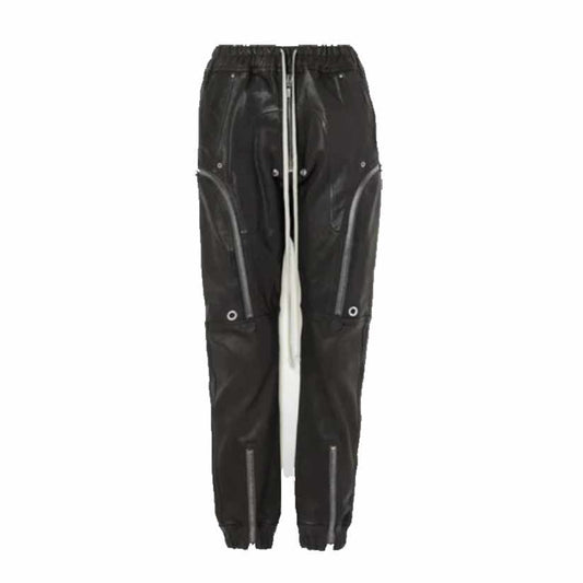 Womens Zipper Styled Black Leather Pants