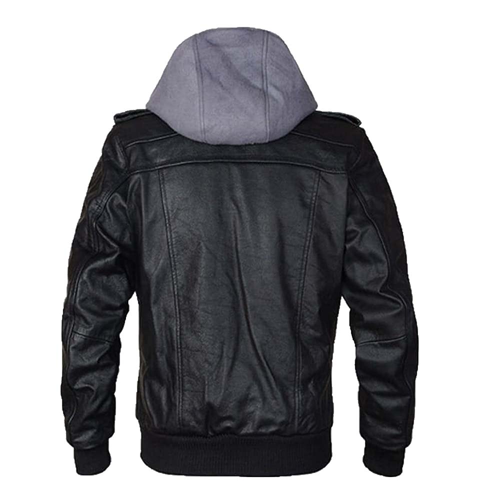 Black Bomber Leather Jacket for men