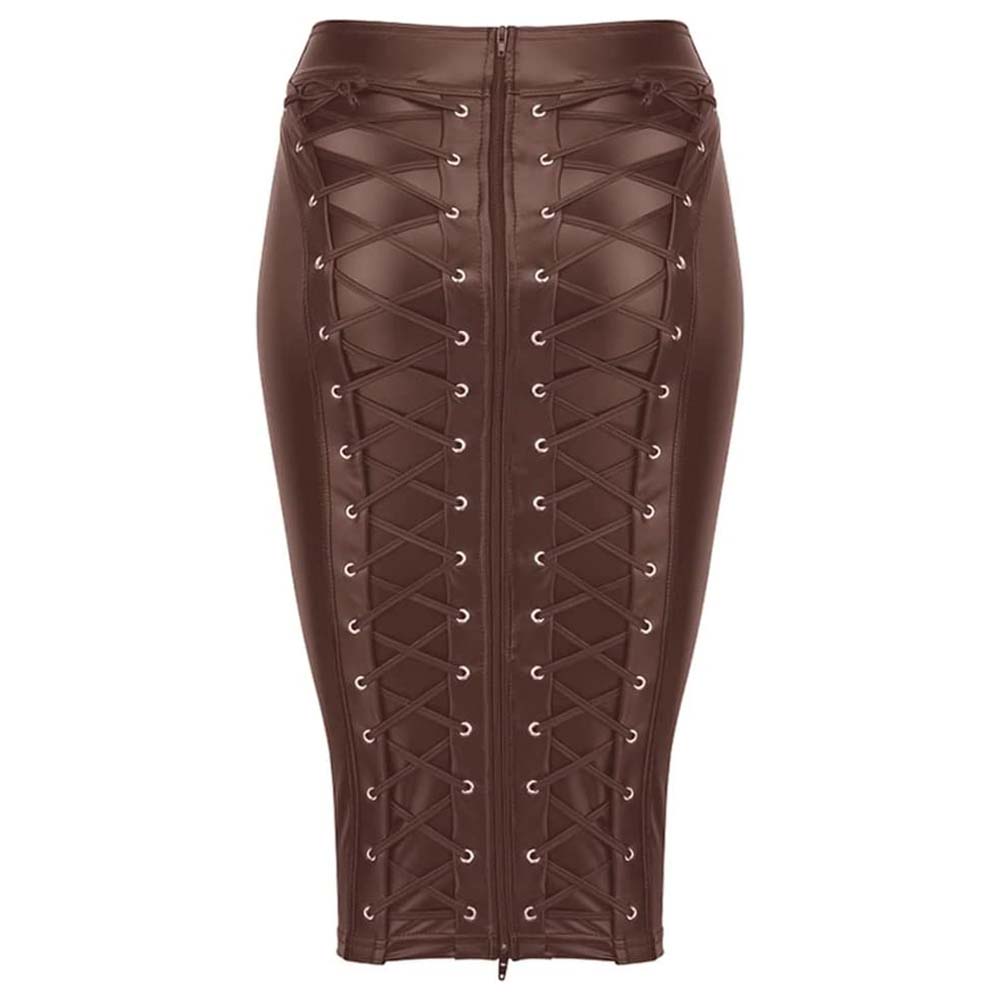 Brown Fashion Leather Skirt For Women