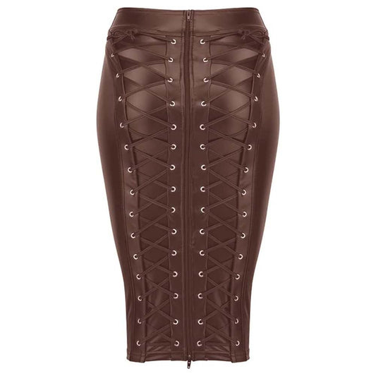 Brown Fashion Leather Skirt For Women