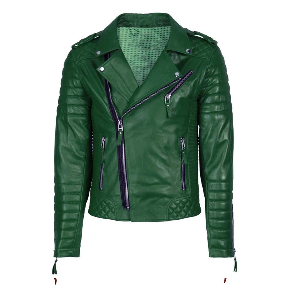 Handmade Genuine Leather Jacket For Men Green | Men's leather jackets