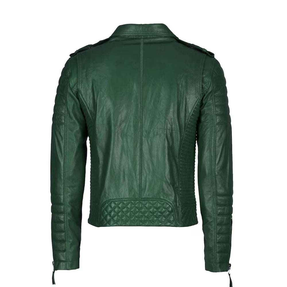 Handmade Genuine Leather Jacket For Men Green | Men's leather jackets