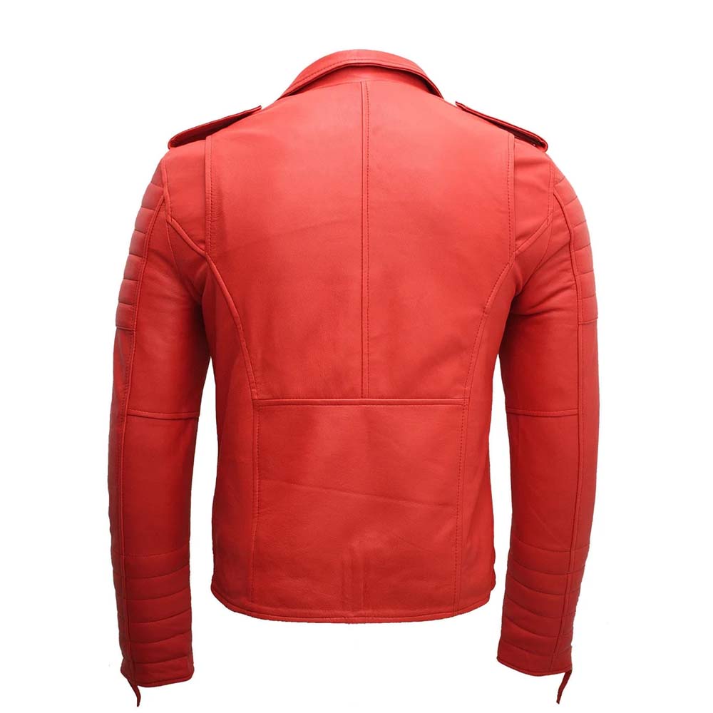 Men's Motorcycle Red Genuine Leather jacket | Premium Leather Outerwear
