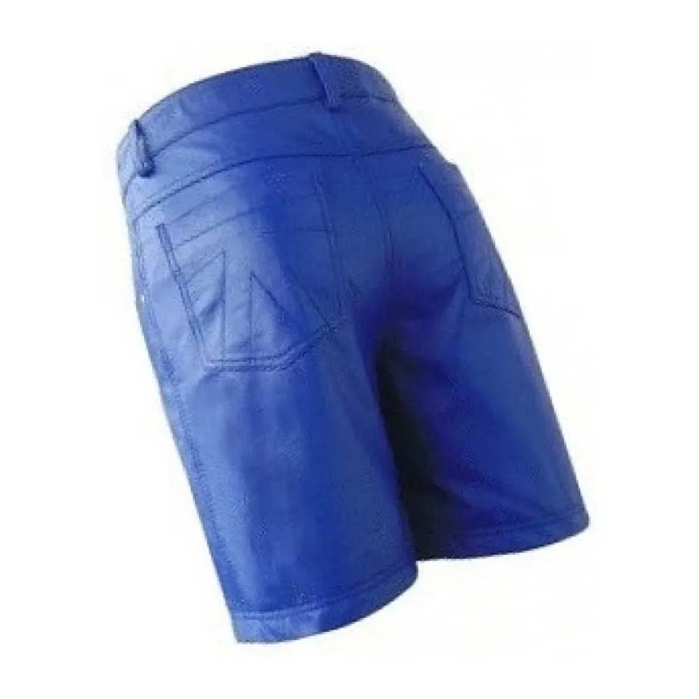 Mens Fashion Real Leather Stylish Shorts in Blue