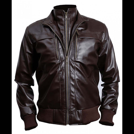 Mens Heavy Brown Leather Jacket
