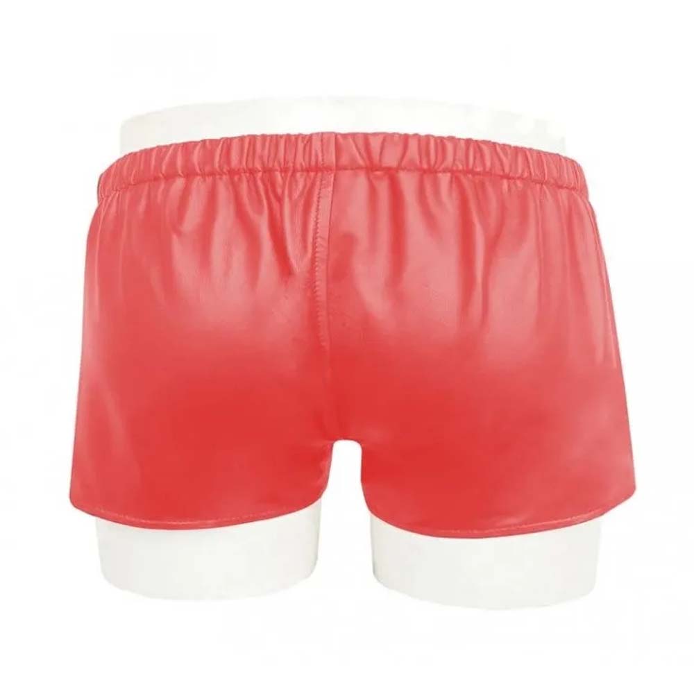 Hot Red Style Leather Shorts for Men