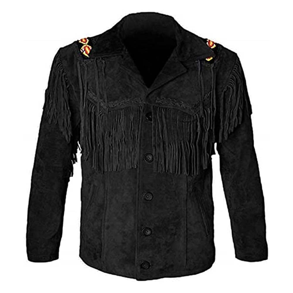 Suede Black Western Leather Jackets for Men