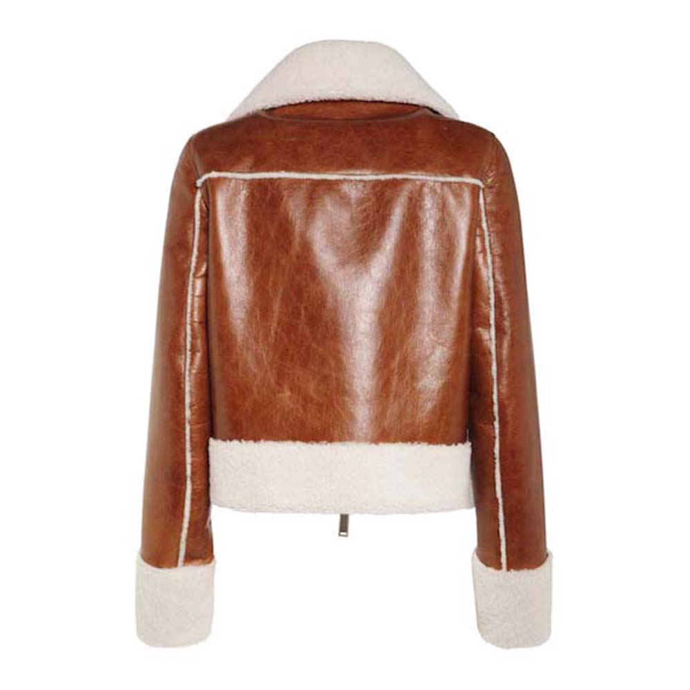 Women B3 Shearling Brown Leather Jacket