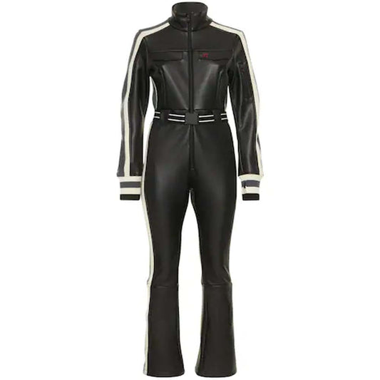 Womens Black and White Leather Jumpsuit