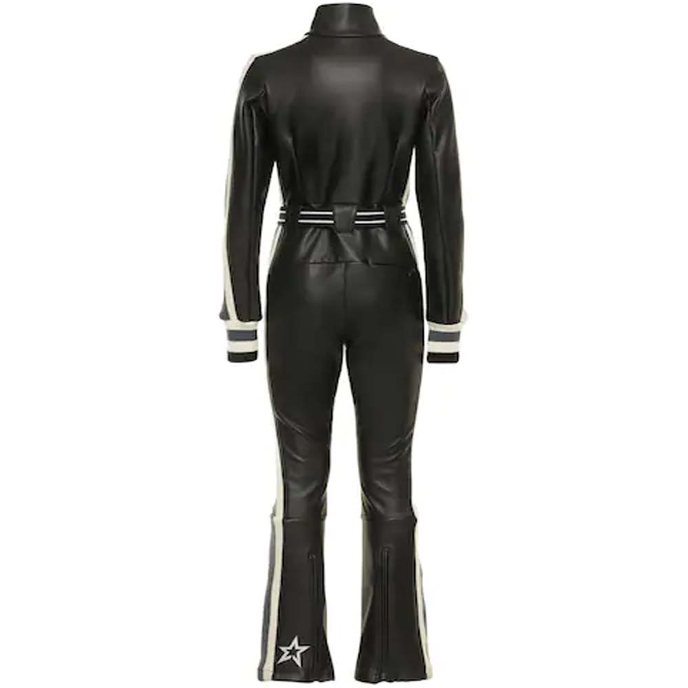 Womens Black and White Leather Jumpsuit