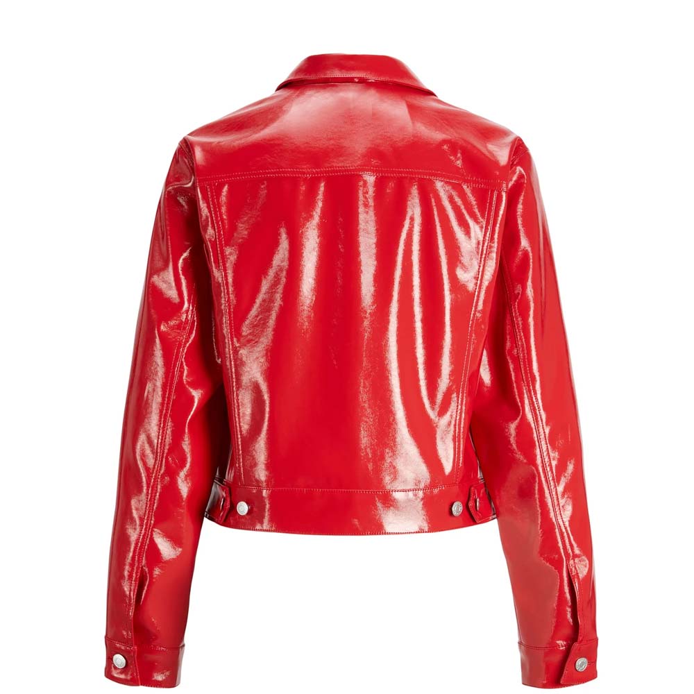 Womens Fashion Leather Shirt in Red