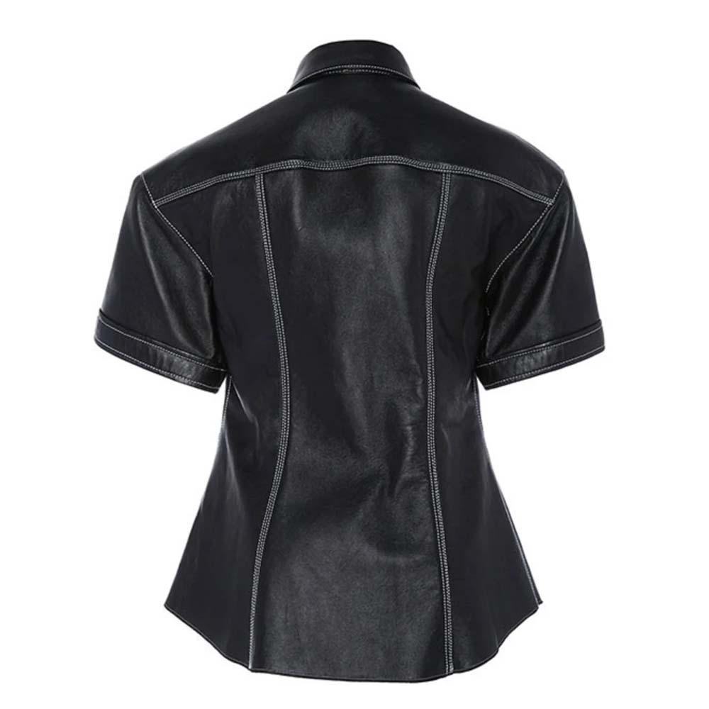 Womens Genuine Black Leather Shirt
