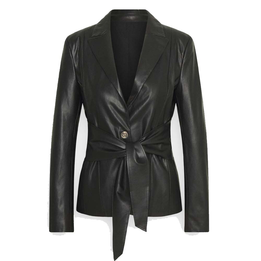 Womens Trendy Black Leather Blazer